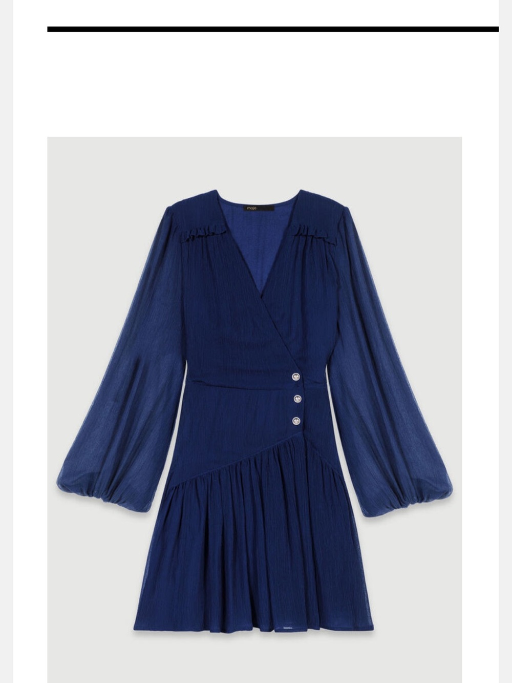 Maje Navy Wrap-Style knee length dress